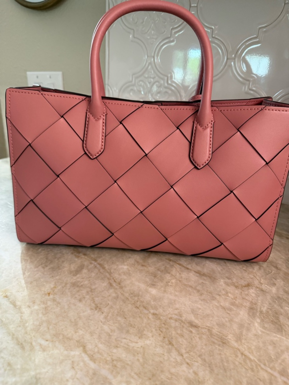 MICHAEL Michael Kors Scarlett Medium Woven Leather East West Satchel EUC - Picture 5 of 16